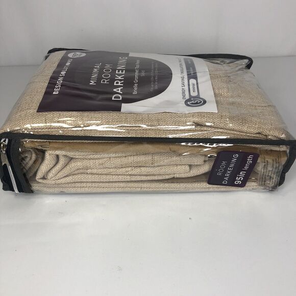 Design Solutions Room Darkening 95” Brielle Curtain Panel Natural Tan 1 Panel - Picture 8 of 12